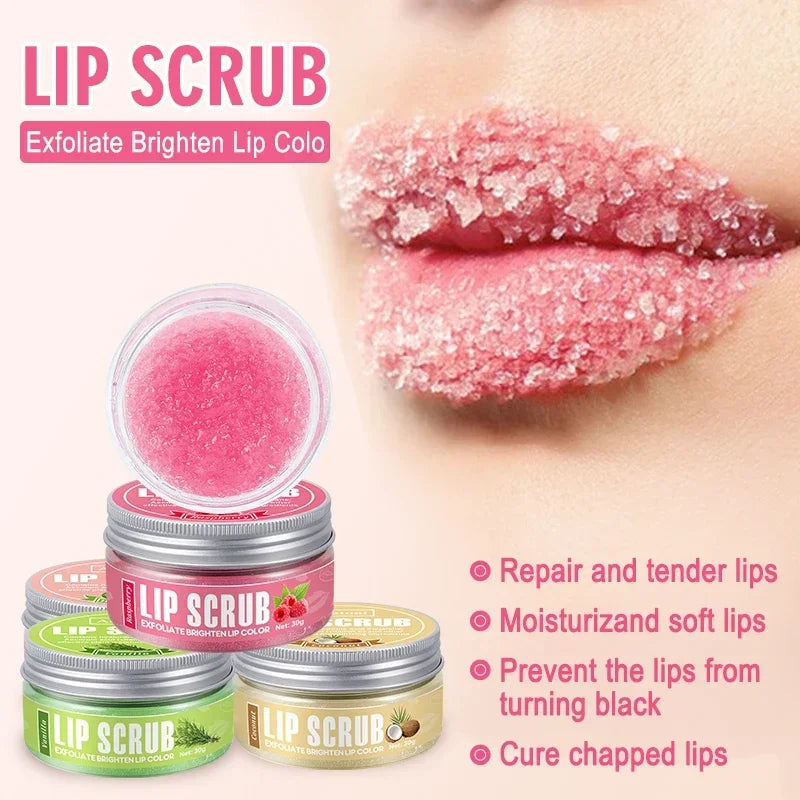Luxury Lip Scrub 30g – Raspberry, Vanilla, Coconut & Watermelon | Natural Exfoliant & Moisturizer