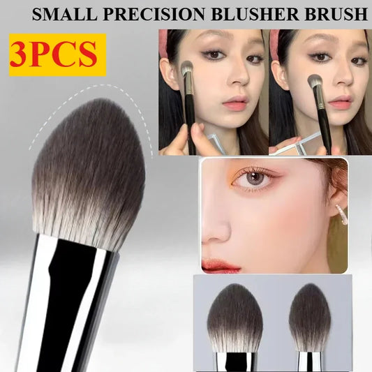 3-Piece Precision Blusher Brush Set – Soft & Fluffy Makeup Brushes for Liquid, Cream & Powder