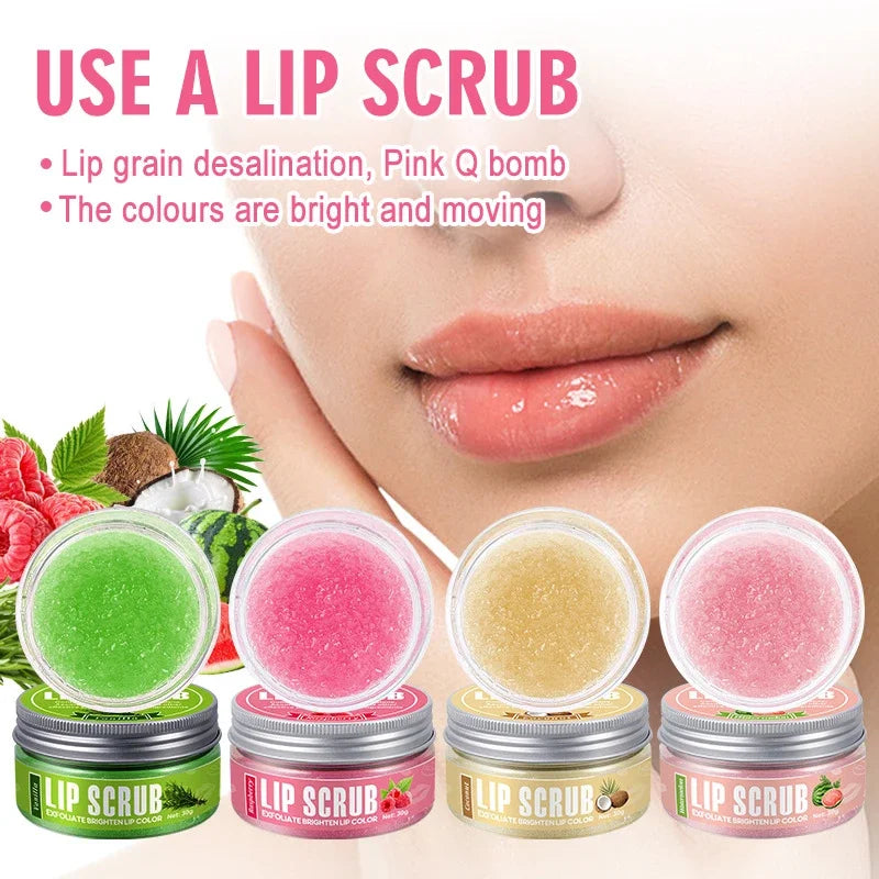 Dual Effect Lips Scrub Mask Fruit Flavor Lip Scrub Moisturizing Nourishing Exfoliating Dead Skin Makeup Reduce Lips Fine Lines