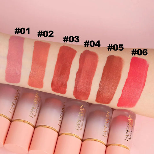 6-Color Matte Liquid Blush Stick – Waterproof & Long-Lasting Cream for Lips & Cheeks