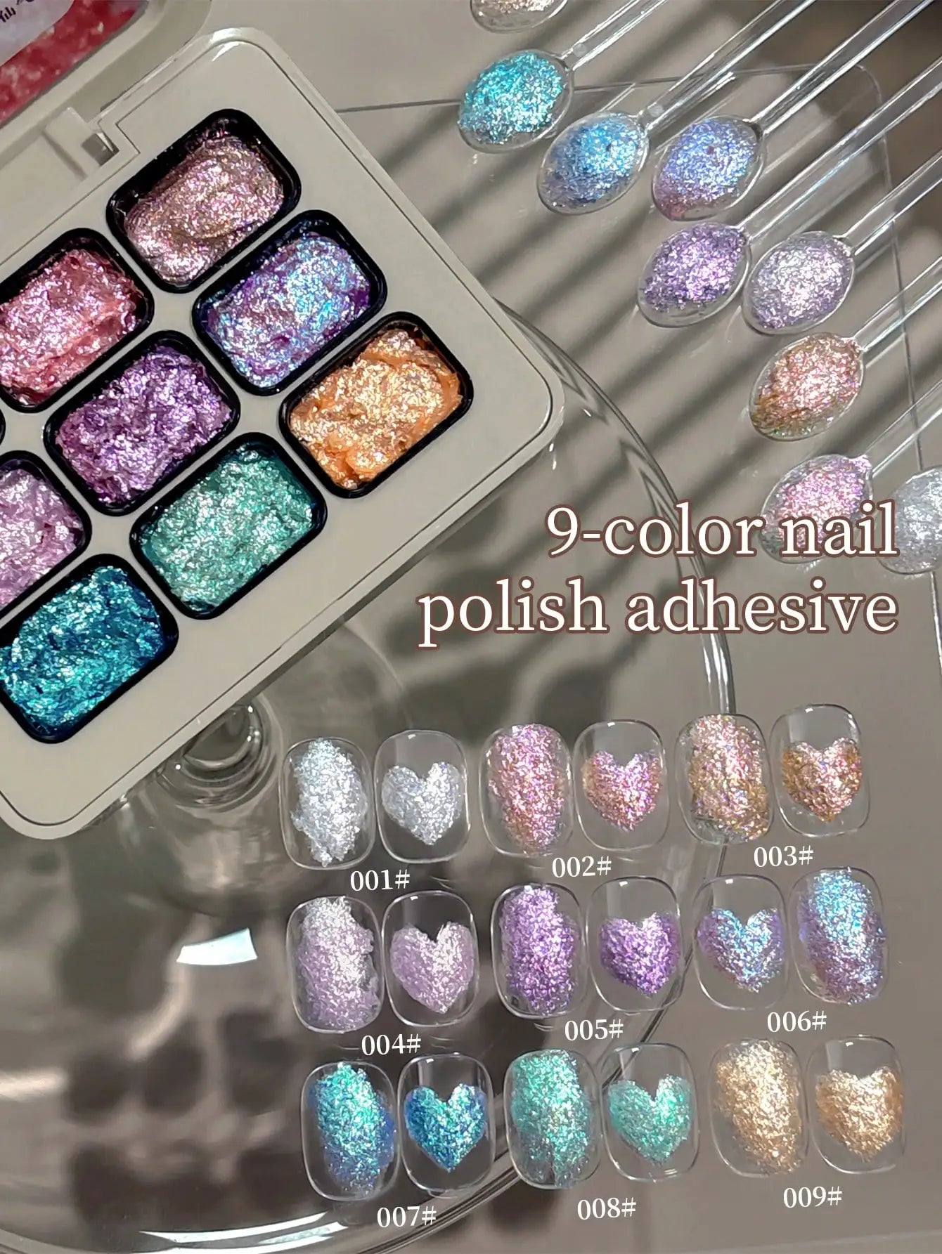 9-Color Galaxy Nail Art Gel Palette – High-Saturation Semi-Solid Glitter Gel, Shimmering Canned Polish for Nail Embellishment