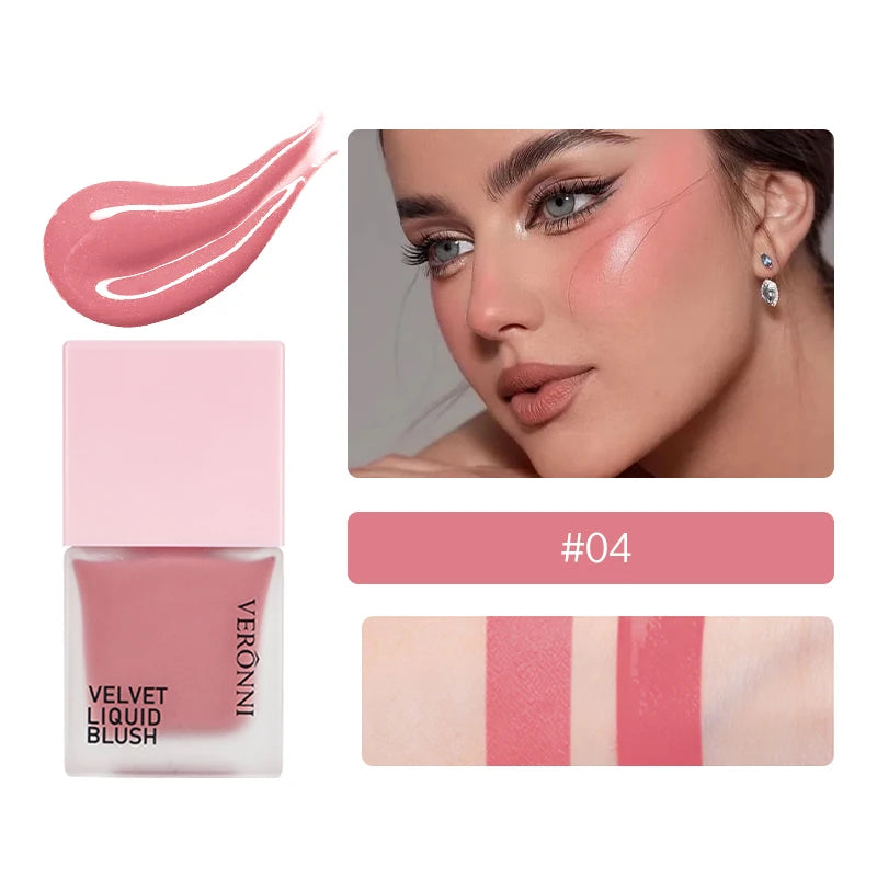 VERONNI™ 4-Color Liquid Blush – Long-Lasting & Waterproof Cheek Tint | Natural Radiance Compact