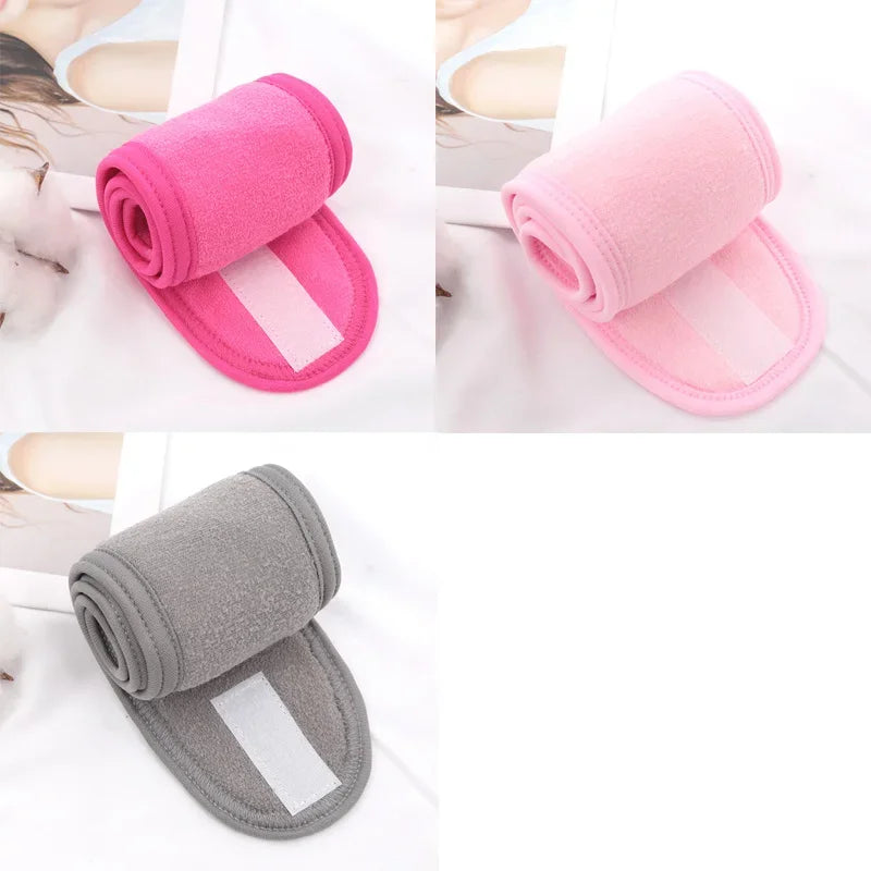 3PCS Soft Toweling Adjustable Headbands – For Face Washing, Spa & Makeup