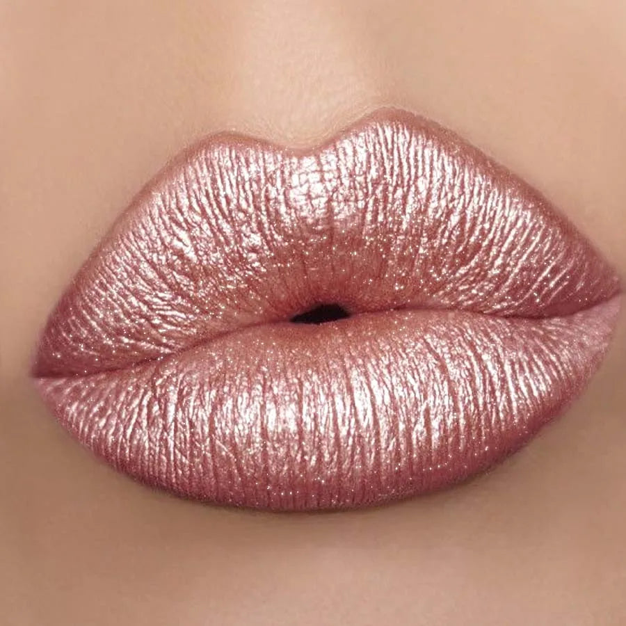 Metallic Glitter Lipstick – Long-Lasting, Waterproof, Shiny Lip Glaze with Moisturizing Finish | Shade #118