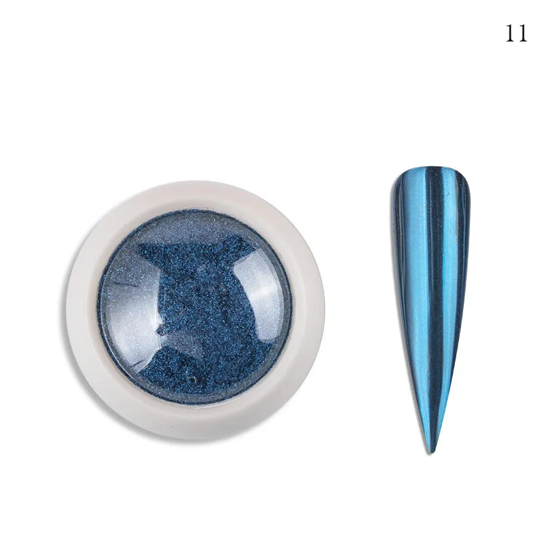 Metallic Chrome Mirror Nail Powder – Gold, Rose Gold, Champagne (1–6 Jars, 20+ Options) | DIY UV Gel Polish Nail Dust