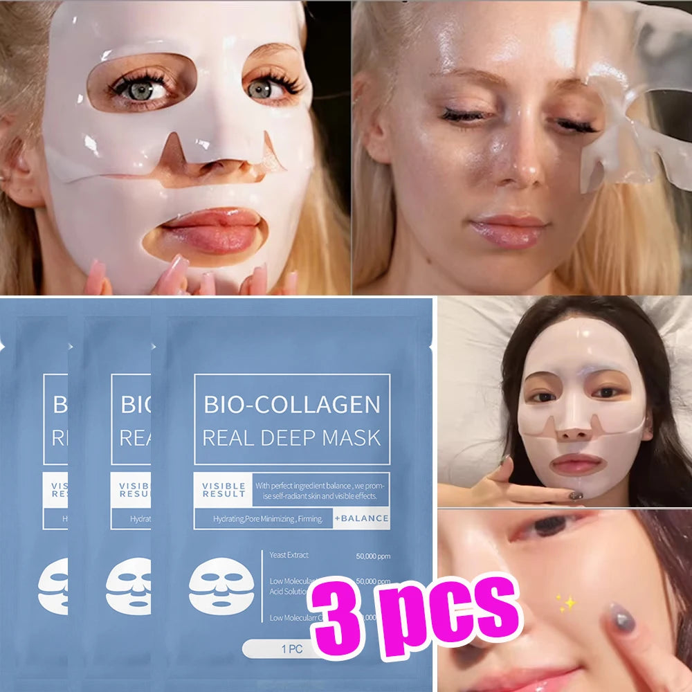 Bio-Collagen Sheet Face Mask – Anti-Aging, Firming & Brightening | 1/3/5/10PCS | Korean Skincare
