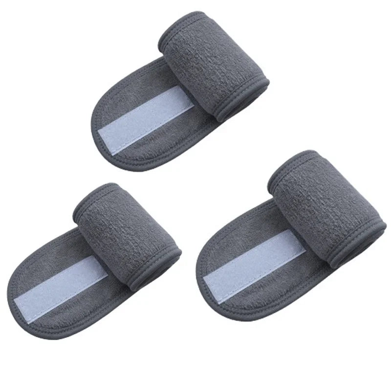 3PCS Soft Toweling Adjustable Headbands – For Face Washing, Spa & Makeup