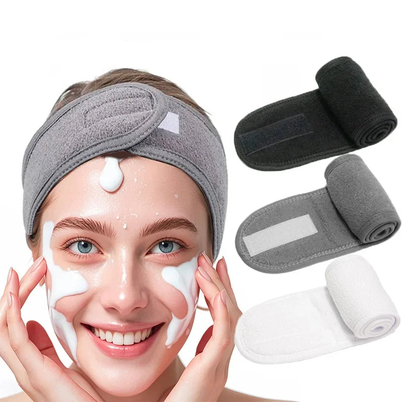 3PCS Soft Toweling Adjustable Headbands – For Face Washing, Spa & Makeup