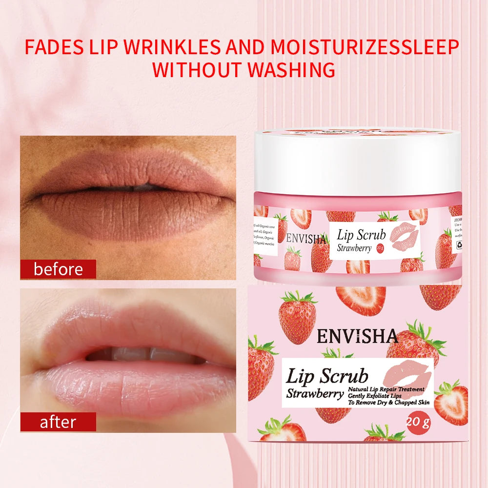 ENVISHA 4-in-1 Lip Care Set – Hydrating Lip Mask & Exfoliating Scrub for Dry, Chapped Lips