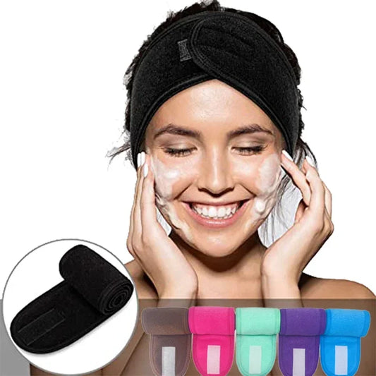 3PCS Adjustable Spa Headbands – Soft, Non-Slip Toweling Hair Wraps for Facial & Makeup