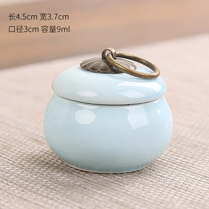 9ml Face Cream Jar Mini Ceramic Pot Tea Caddy Rouge Box Portable High Quality Chinese Style Lip Scrub Jar Cosmetics Container