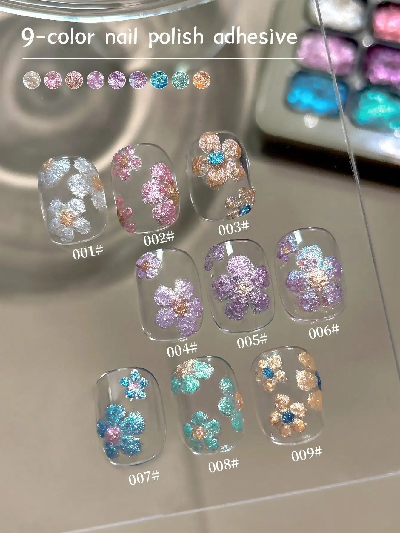 9-Color Galaxy Nail Art Gel Palette – High-Saturation Semi-Solid Glitter Gel, Shimmering Canned Polish for Nail Embellishment