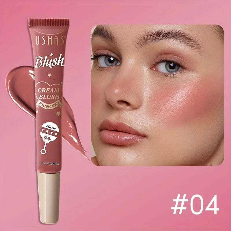 USHAS 4 Color Long-lasting Liquid Blush Facial Contouring Lightweight Soft Multi-Use Cream Blush Waterproof Facial Blush Stick
