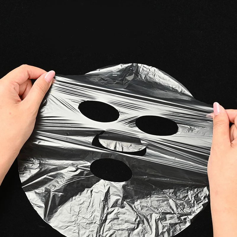 Disposable Transparent Face Wrap Film – Full Face PE Sheet Mask for Skincare & Beauty Treatments