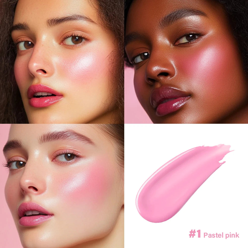 All-Day Liquid Cheek Blush – 6 Shades with Built-in Sponge Applicator