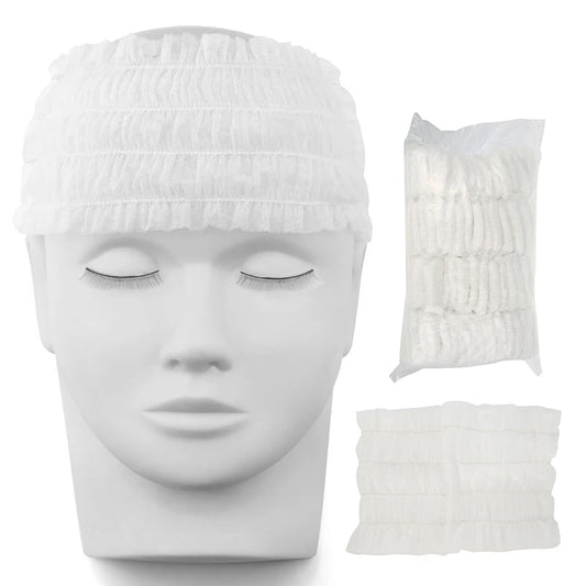 100pcs Disposable Spa Headbands – Soft Stretch Non-Woven Hair Bands for Facial, Skincare & Salon Use