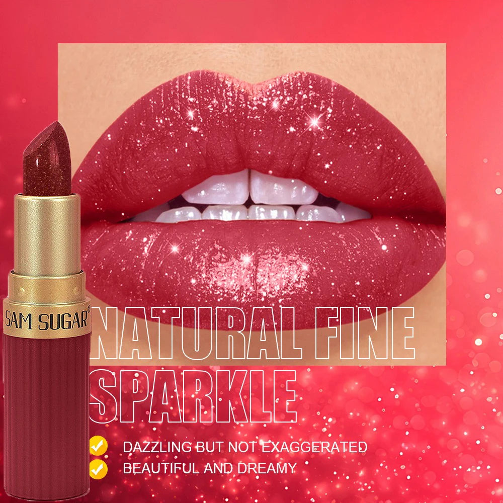 Velvet Diamond Glitter Lipstick – Waterproof, Long-Lasting & Shimmer Matte Finish (6 Shades)