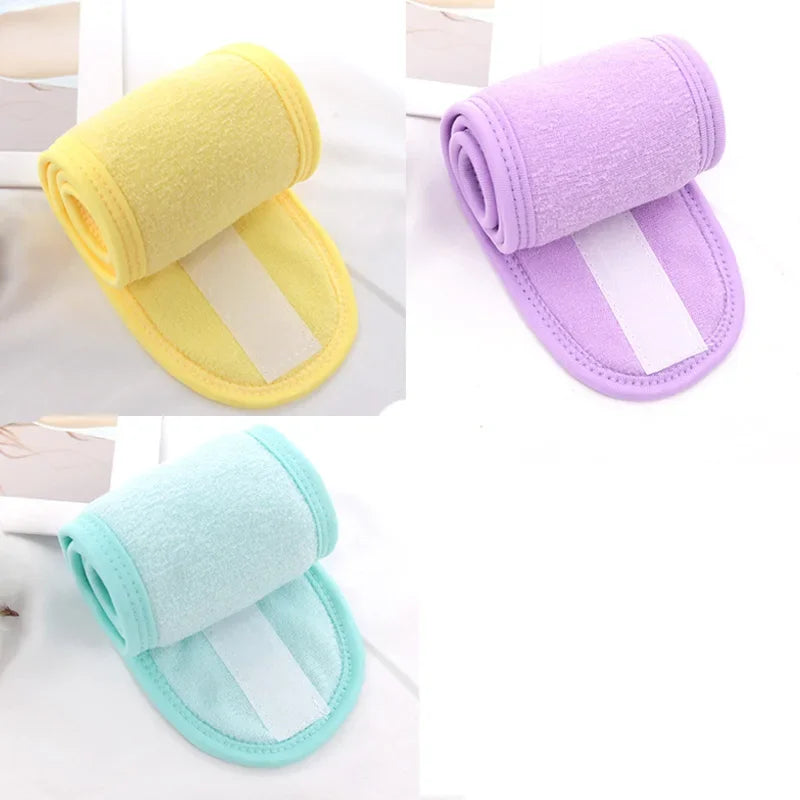 3PCS Soft Toweling Adjustable Headbands – For Face Washing, Spa & Makeup