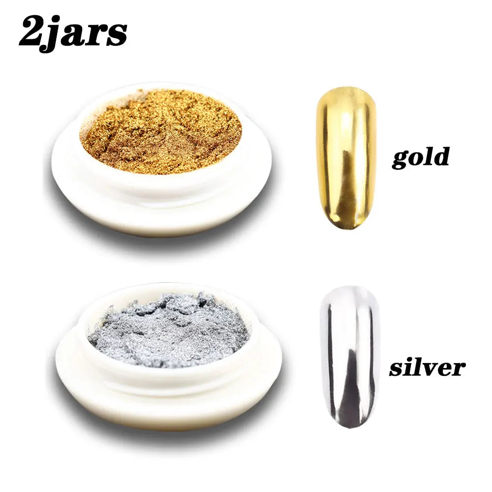 Chrome Mirror Nail Powder – Metallic Finish for Gel & Acrylic Nails (1/2 pcs)