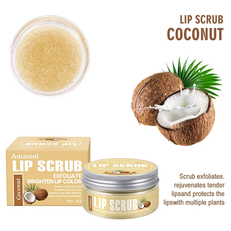 Luxury Lip Scrub 30g – Raspberry, Vanilla, Coconut & Watermelon | Natural Exfoliant & Moisturizer
