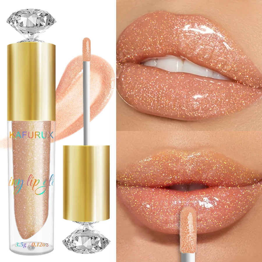 Diamond Shine Lip Gloss – 9 Colors Ultra-Glossy Sparkling Glitter Finish | Moisturizing, Long-Lasting & Sexy Glow