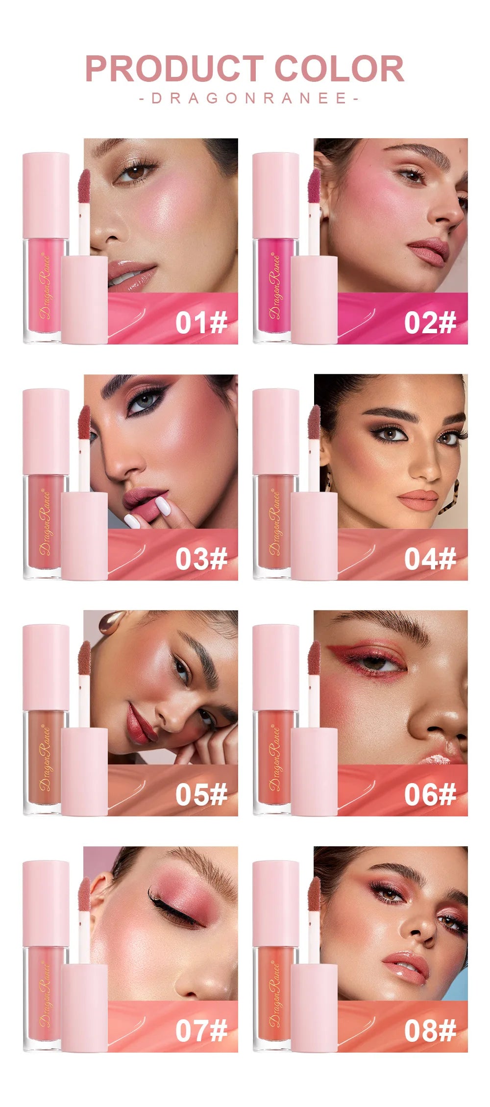 Mini Matte Liquid Blush (1/3pcs) – Long-Lasting Natural Cheek Tint | Dragon Ranee