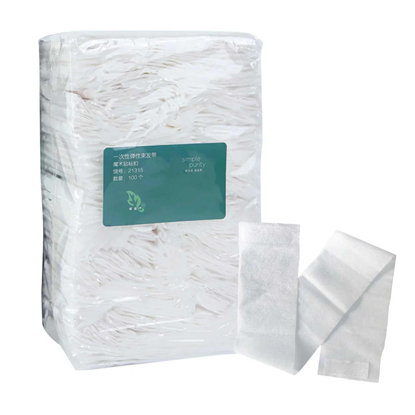 100pcs Disposable Spa Facial Headbands – Soft Stretch Non-Woven with Velcro Closure for Skincare & Spa Treatments