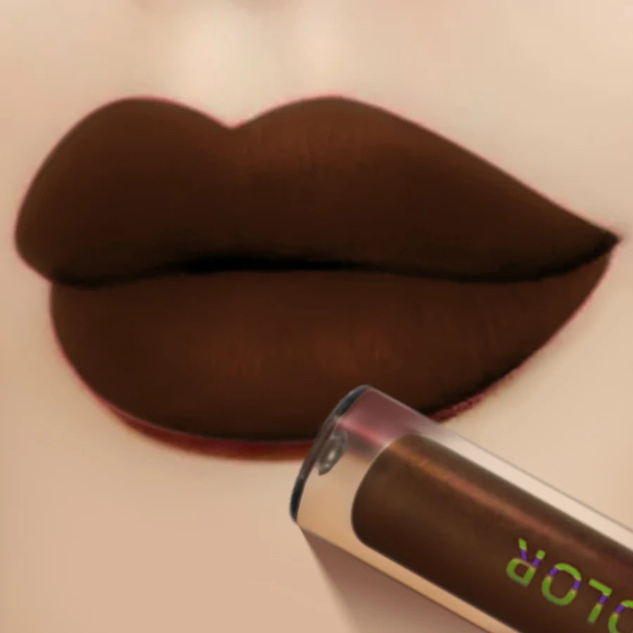 Matte Velvet Brown Lip Gloss – Waterproof, Long-Lasting, Non-Sticky Hydrating Lip Mud with Smooth Finish