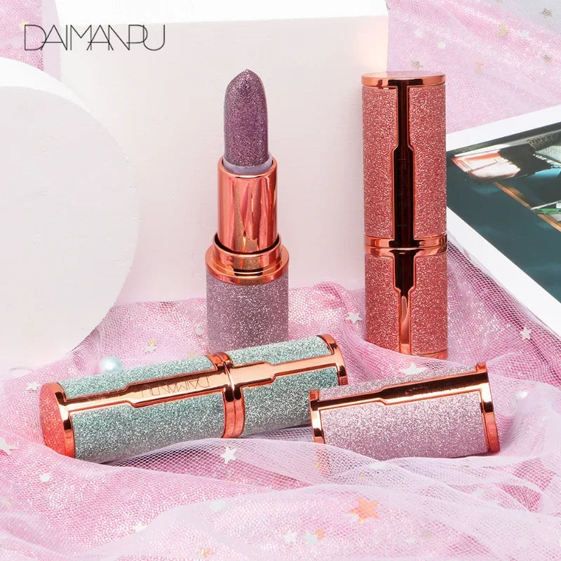 Color-Changing Glitter Lipstick – Temperature Reactive, Long-Lasting & Waterproof Lip Tint (3 Shades)