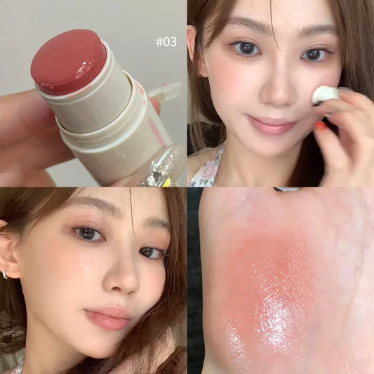 HERORANGE Cream Blush Stick – Natural Dewy Glow, Easy-to-Apply Long-Lasting Cheek Tint