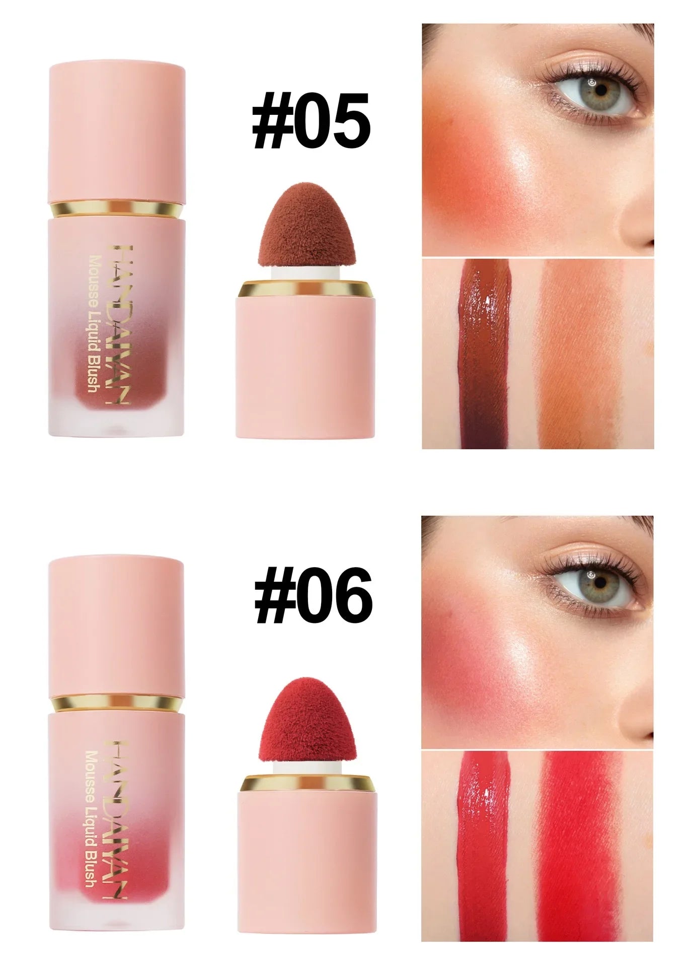 6-Color Matte Liquid Blush Stick – Waterproof & Long-Lasting Cream for Lips & Cheeks