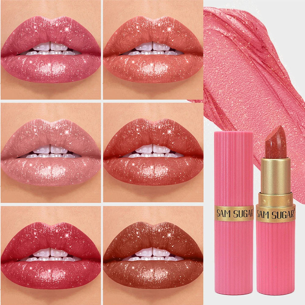 Velvet Diamond Glitter Lipstick – Waterproof, Long-Lasting & Shimmer Matte Finish (6 Shades)