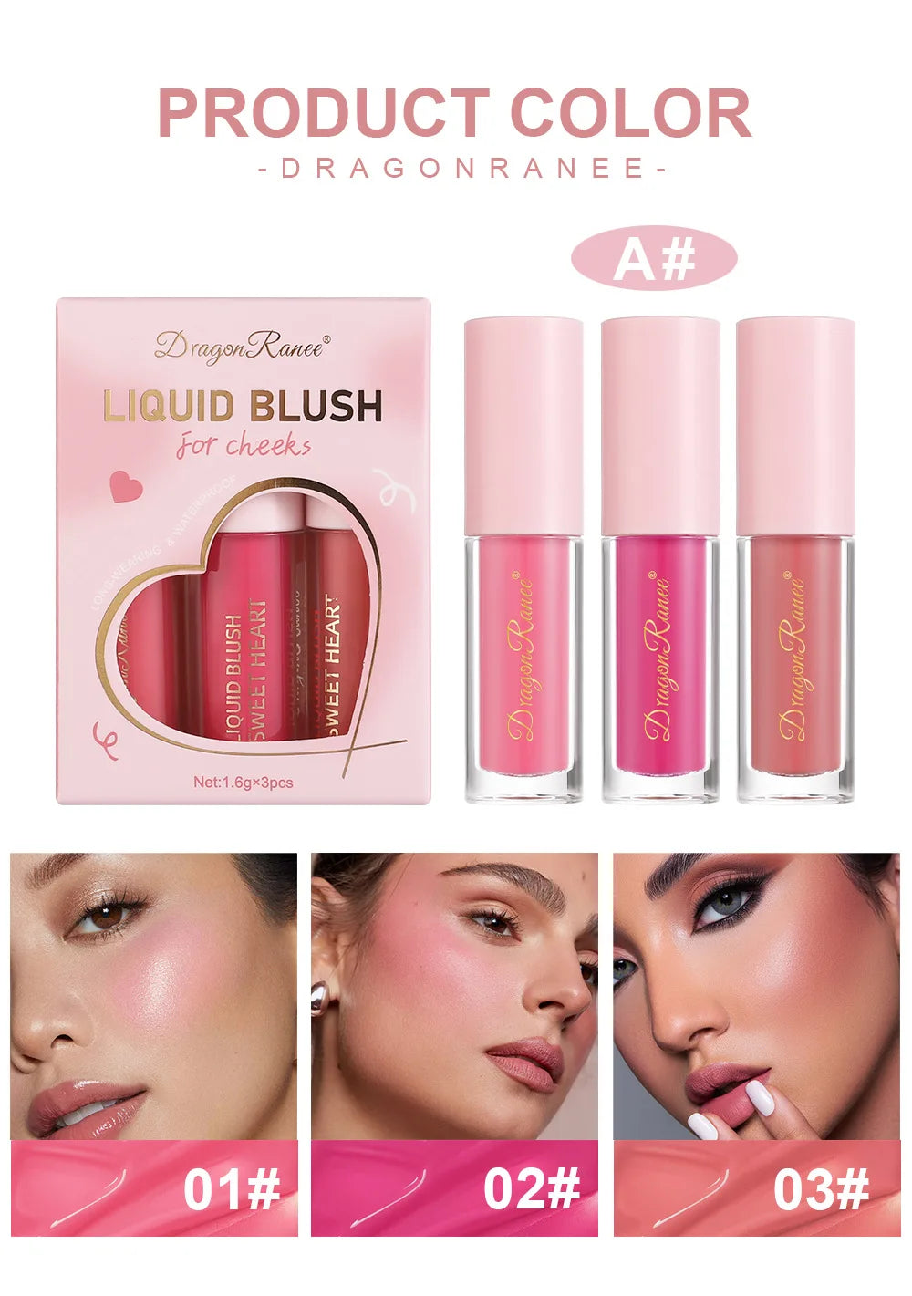 Mini Matte Liquid Blush (1/3pcs) – Long-Lasting Natural Cheek Tint | Dragon Ranee