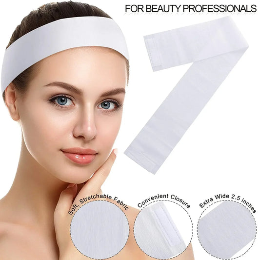 100pcs Disposable Spa Facial Headbands – Soft Stretch Non-Woven with Velcro Closure for Skincare & Spa Treatments
