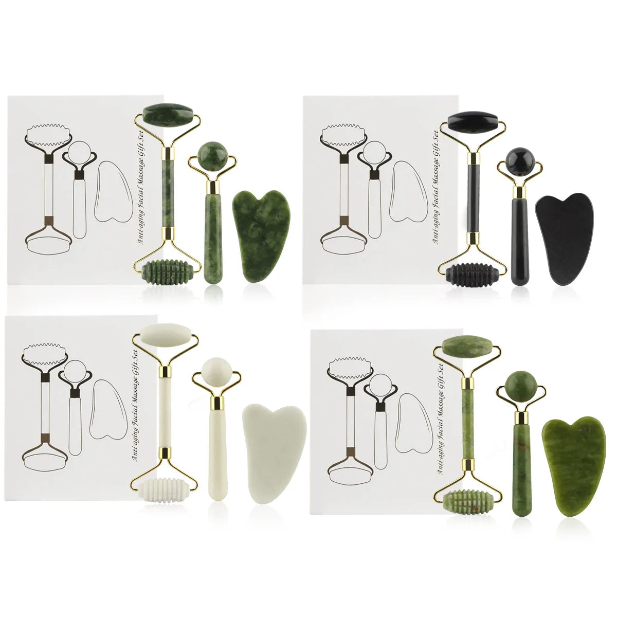 Kit 3-en-1 Jade Roller & Gua Sha – Soin Visage Complet