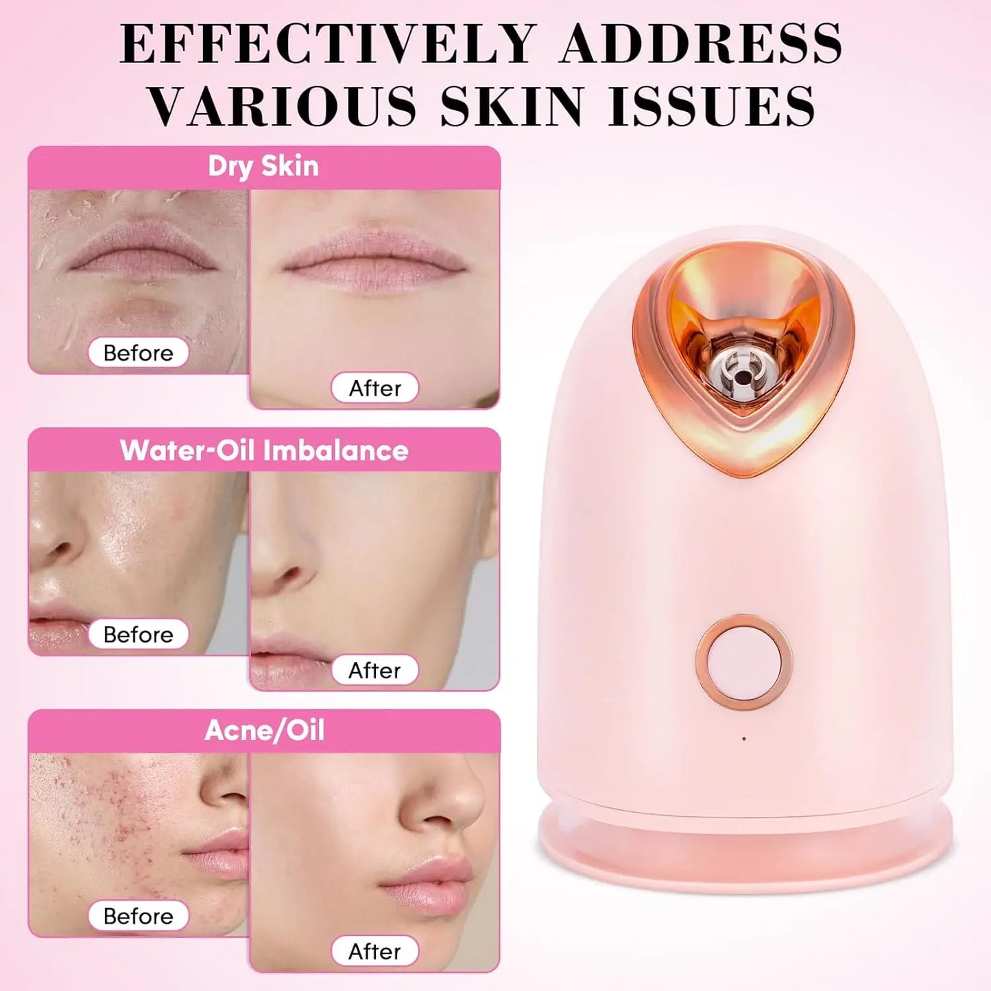 3-in-1 Nano Ionic Facial Steamer – Hot/Cold/Warm Mist for Deep Pore Cleansing & Skin Hydration