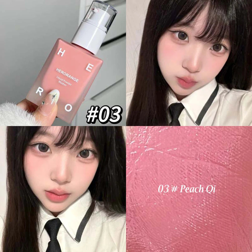 HERORANGE 4-Color Liquid Blush – Buildable & Moisturizing Face & Lip Tint Cream