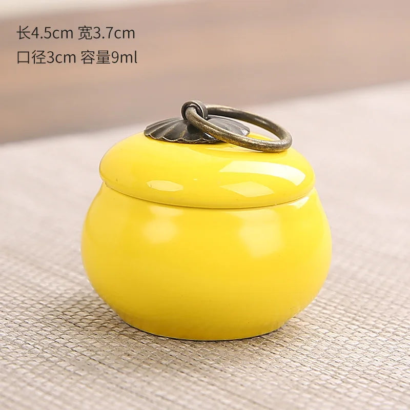 9ml Face Cream Jar Mini Ceramic Pot Tea Caddy Rouge Box Portable High Quality Chinese Style Lip Scrub Jar Cosmetics Container