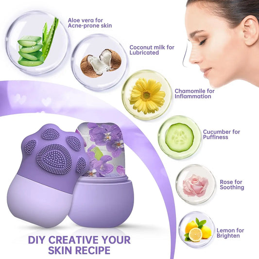 2-in-1 Facial Ice Roller & Silicone Face Massager – Puffiness Relief & Skin Cleanser