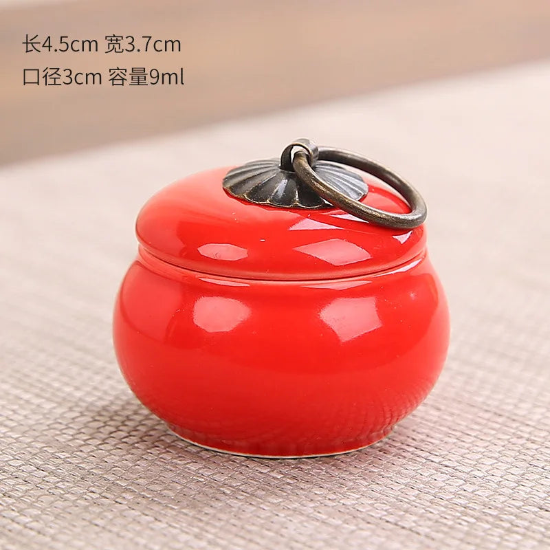 9ml Face Cream Jar Mini Ceramic Pot Tea Caddy Rouge Box Portable High Quality Chinese Style Lip Scrub Jar Cosmetics Container