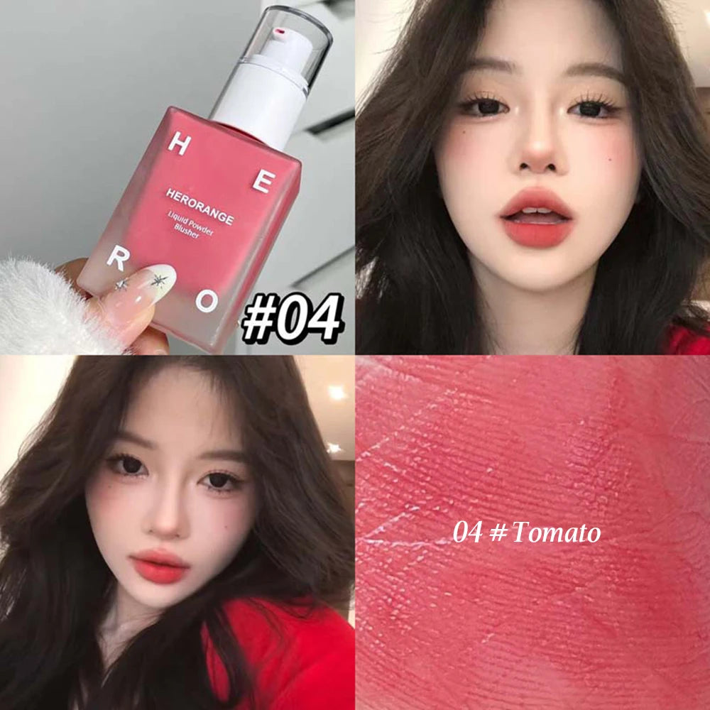 HERORANGE 4-Color Liquid Blush – Buildable & Moisturizing Face & Lip Tint Cream