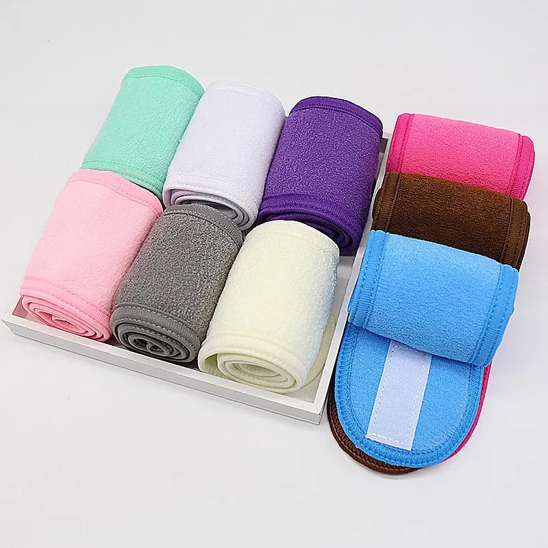 3PCS Adjustable Spa Headbands – Soft, Non-Slip Toweling Hair Wraps for Facial & Makeup