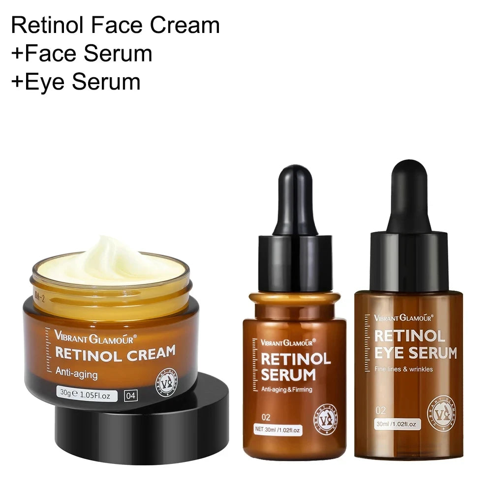 Retinol Anti-Aging Trio – Face Cream + Serum + Eye Serum Set