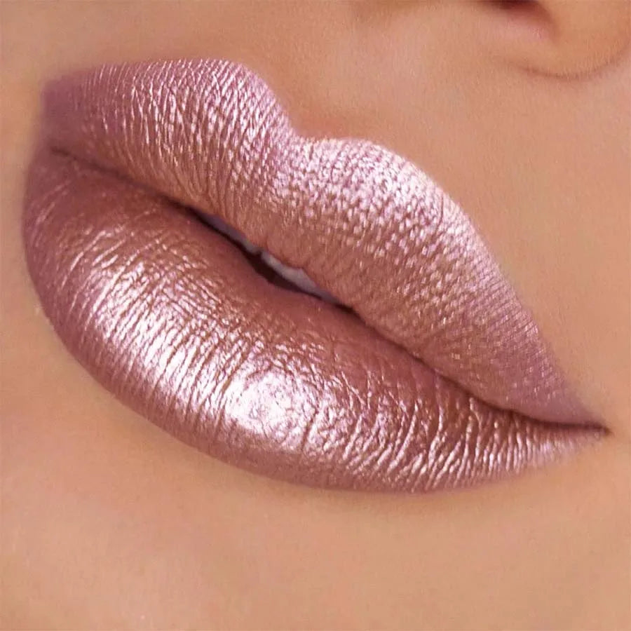 Metallic Glitter Lipstick – Long-Lasting, Waterproof, Shiny Lip Glaze with Moisturizing Finish | Shade #118