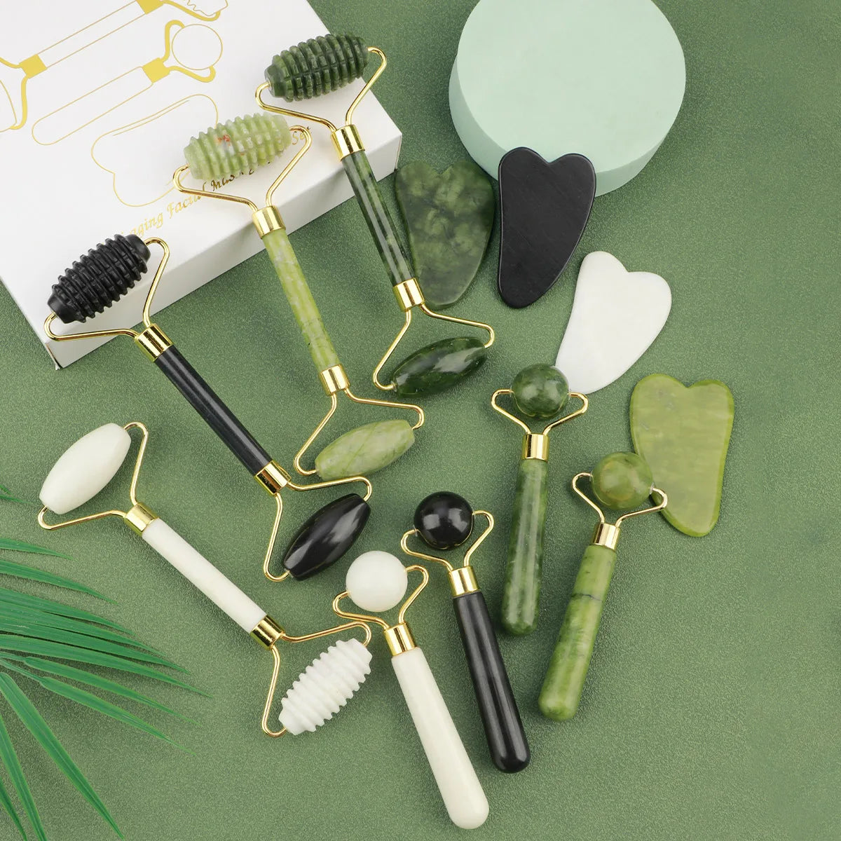Kit 3-en-1 Jade Roller & Gua Sha – Soin Visage Complet