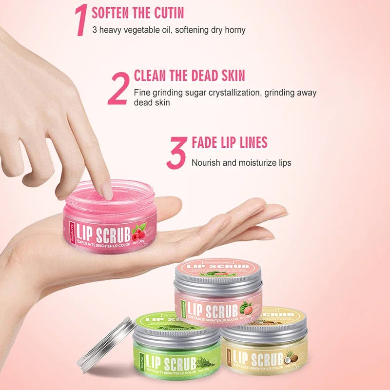 Dual Effect Lips Scrub Mask Fruit Flavor Lip Scrub Moisturizing Nourishing Exfoliating Dead Skin Makeup Reduce Lips Fine Lines