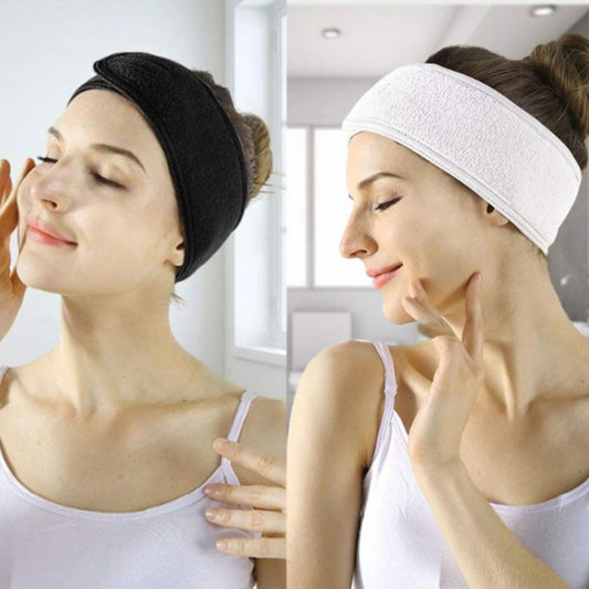 Adjustable Spa Headband – Soft, Stretchy & Wide Hair Wrap for Skincare, Yoga, Shower & Makeup
