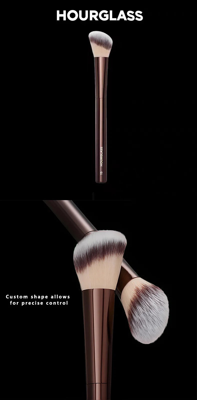 HOURGLASS No. 15 Angled Liquid Blush & Contour Brush – Pro Makeup Tool for Blending & Powder Application