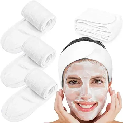 3PCS Adjustable SPA Facial Headbands – Soft Toweling Hair Bands for Face Washing & Makeup