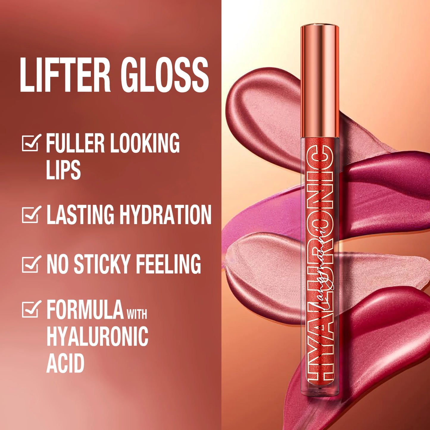 Hyaluronic Lip Gloss – 8-Color Shiny Lip Tint | Moisturizing, Long-Lasting, Non-Sticky Formula